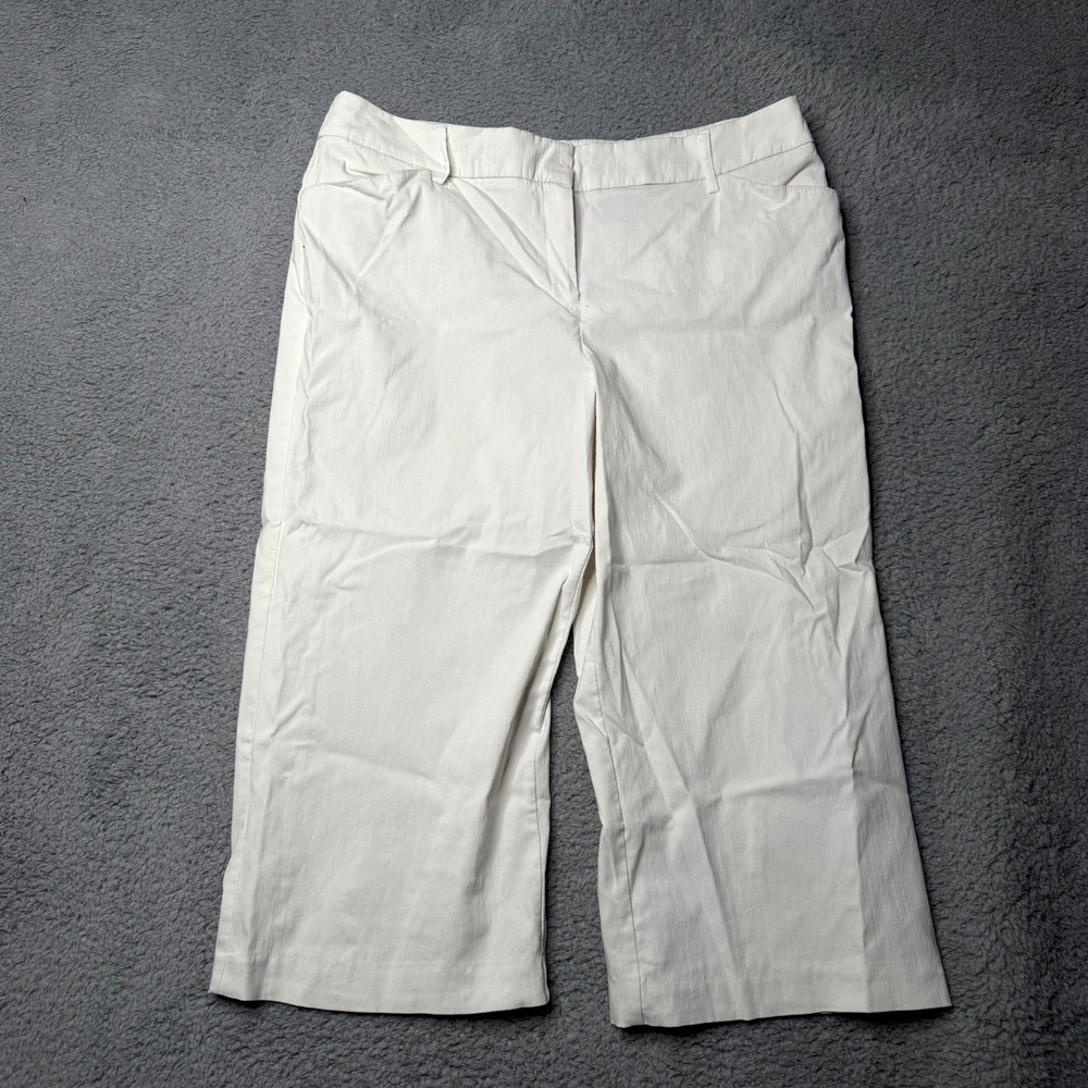 Style & Co Pants Women's 16 White Wide Leg Stretch Capri